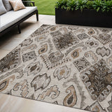 5' X 8' Brown And Beige Moroccan Washable Indoor Outdoor Area Rug