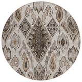 8' Brown And Beige Round Moroccan Washable Indoor Outdoor Area Rug