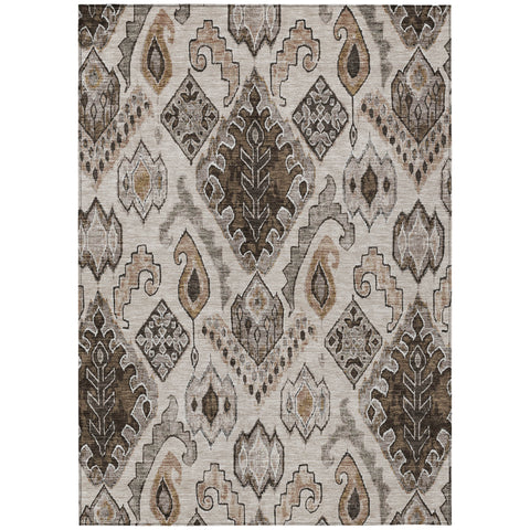 8' X 10' Brown And Beige Moroccan Washable Indoor Outdoor Area Rug