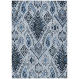 5' X 8' Denim Blue And Sky Blue Moroccan Washable Indoor Outdoor Area Rug