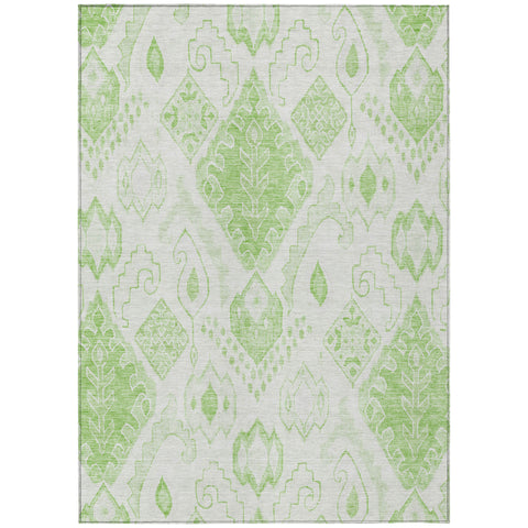 3' X 5' Artichoke Green Mint Green And Ivory Moroccan Washable Indoor Outdoor Area Rug
