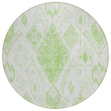 8' Artichoke Green Mint Green And Ivory Round Moroccan Washable Indoor Outdoor Area Rug