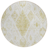 8' Beige Tan And Ivory Round Moroccan Washable Indoor Outdoor Area Rug