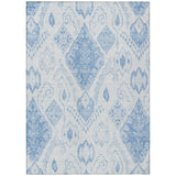 3' X 5' Denim Blue And Sky Blue Moroccan Washable Indoor Outdoor Area Rug