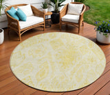 8' Gold Ivory And Beige Round Moroccan Washable Indoor Outdoor Area Rug