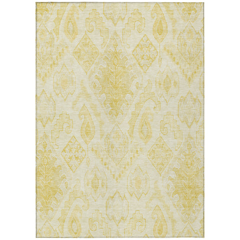8' X 10' Gold Ivory And Beige Moroccan Washable Indoor Outdoor Area Rug