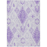 3' X 5' Purple Lavender And Ivory Moroccan Washable Indoor Outdoor Area Rug