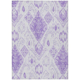 5' X 8' Purple Lavender And Ivory Moroccan Washable Indoor Outdoor Area Rug