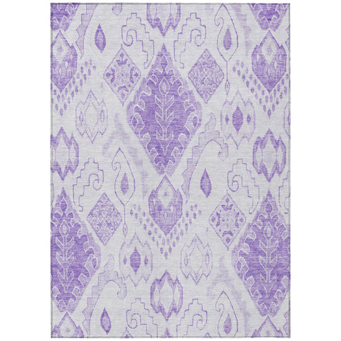 8' X 10' Purple Lavender And Ivory Moroccan Washable Indoor Outdoor Area Rug