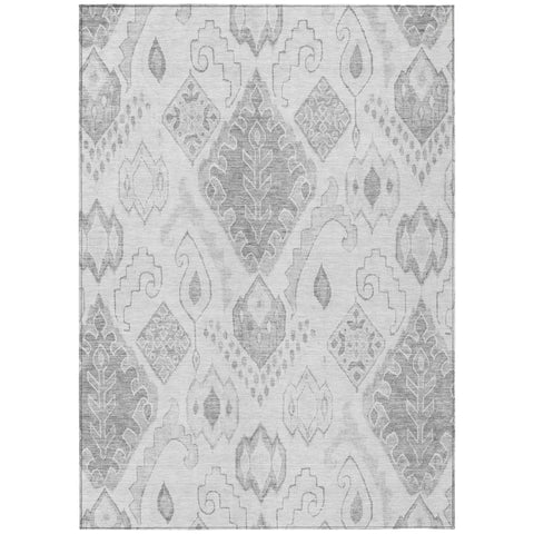 3' X 5' Silver Gray And Charcoal Moroccan Washable Indoor Outdoor Area Rug