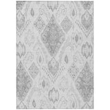 8' X 10' Silver Gray And Charcoal Moroccan Washable Indoor Outdoor Area Rug