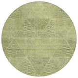 8' Artichoke Green And Fern Green Round Geometric Washable Indoor Outdoor Area Rug