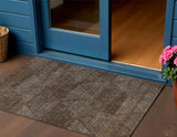 3' X 5' Brown And Taupe Geometric Washable Indoor Outdoor Area Rug