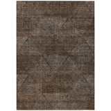 3' X 5' Brown And Taupe Geometric Washable Indoor Outdoor Area Rug