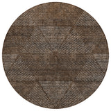 8' Brown And Taupe Round Geometric Washable Indoor Outdoor Area Rug