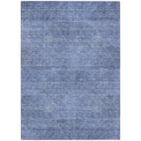 8' X 10' Denim Blue And Sky Blue Geometric Washable Indoor Outdoor Area Rug