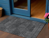 3' X 5' Charcoal Gray And Silver Geometric Washable Indoor Outdoor Area Rug