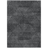 5' X 8' Charcoal Gray And Silver Geometric Washable Indoor Outdoor Area Rug