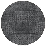 8' Charcoal Gray And Silver Round Geometric Washable Indoor Outdoor Area Rug