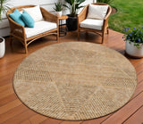 8' Copper Brown And Terra Cotta Round Geometric Washable Indoor Outdoor Area Rug