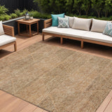 8' X 10' Copper Brown And Terra Cotta Geometric Washable Indoor Outdoor Area Rug