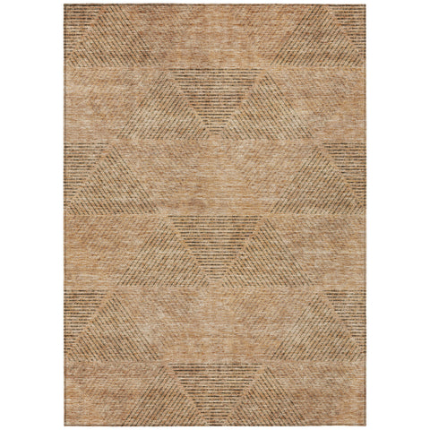 8' X 10' Copper Brown And Terra Cotta Geometric Washable Indoor Outdoor Area Rug