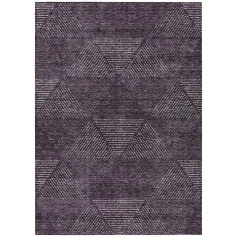 8' X 10' Eggplant Purple And Gray Geometric Washable Indoor Outdoor Area Rug