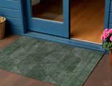 3' X 5' Fern Green And Emerald Geometric Washable Indoor Outdoor Area Rug