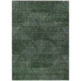5' X 8' Fern Green And Emerald Geometric Washable Indoor Outdoor Area Rug