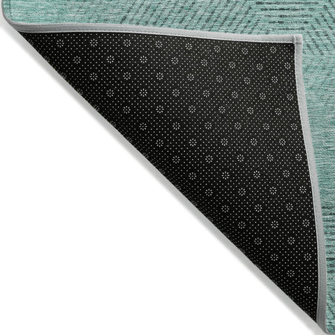 8' X 10' Teal Blue And Aqua Geometric Washable Indoor Outdoor Area Rug