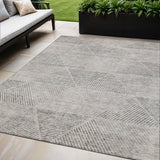 5' X 8' Taupe Brown And Ivory Geometric Washable Indoor Outdoor Area Rug