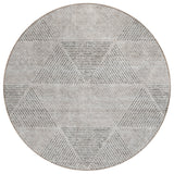 8' Taupe Brown And Ivory Round Geometric Washable Indoor Outdoor Area Rug