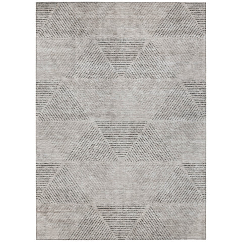 8' X 10' Taupe Brown And Ivory Geometric Washable Indoor Outdoor Area Rug