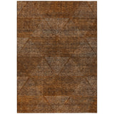 5' X 8' Terra Cotta Copper And Beige Geometric Washable Indoor Outdoor Area Rug