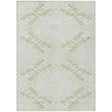 3' X 5' Artichoke Green And Fern Green Floral Washable Indoor Outdoor Area Rug