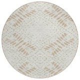 8' Beige Taupe And Tan Round Floral Washable Indoor Outdoor Area Rug