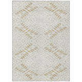 8' X 10' Beige Taupe And Tan Floral Washable Indoor Outdoor Area Rug