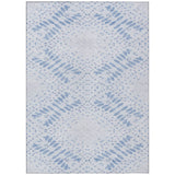 5' X 8' Denim Blue And Sky Blue Floral Washable Indoor Outdoor Area Rug