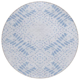 8' Denim Blue And Sky Blue Round Floral Washable Indoor Outdoor Area Rug