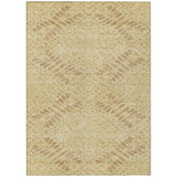 3' X 5' Gold Beige And Taupe Floral Washable Indoor Outdoor Area Rug