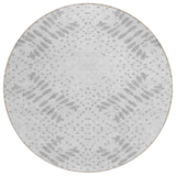 8' Gray And Silver Round Floral Washable Indoor Outdoor Area Rug