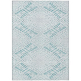 5' X 8' Teal Blue And Aqua Floral Washable Indoor Outdoor Area Rug