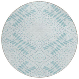 8' Teal Blue And Aqua Round Floral Washable Indoor Outdoor Area Rug