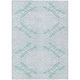 8' X 10' Teal Blue And Aqua Floral Washable Indoor Outdoor Area Rug