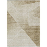8' X 10' Beige Tan And Ivory Abstract Washable Indoor Outdoor Area Rug