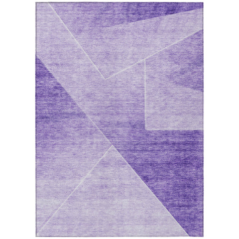 3' X 5' Purple And Ivory Abstract Washable Indoor Outdoor Area Rug
