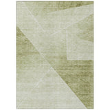 3' X 5' Sage And Artichoke Green Abstract Washable Indoor Outdoor Area Rug