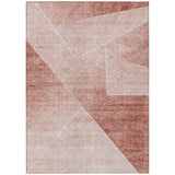 3' X 5' Salmon And Ivory Abstract Washable Indoor Outdoor Area Rug