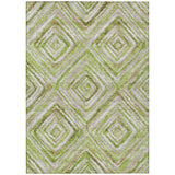 8' X 10' Artichoke Green And Brown Geometric Washable Indoor Outdoor Area Rug