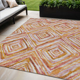 5' X 8' Orange Copper And Gold Geometric Washable Indoor Outdoor Area Rug